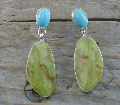 Native American Earrings Gaspeite Turquoise